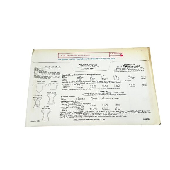 Kwik Sew Lot 2 Baby 2026 Diapers & 2027 Kimono Sewing Pattern New Sealed Uncut - Picture 3 of 7